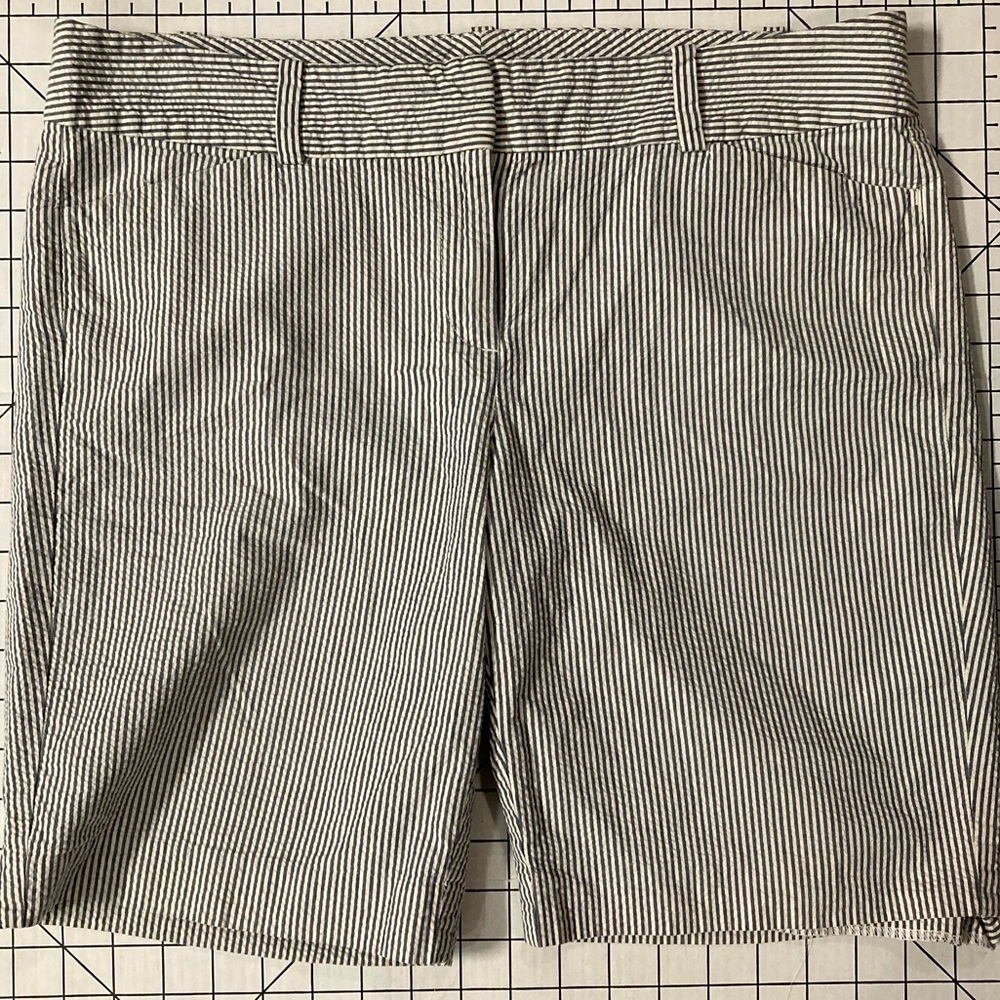 Ann Taylor Signature Women’s Size 10 Gray/White Striped Flat Front Shorts